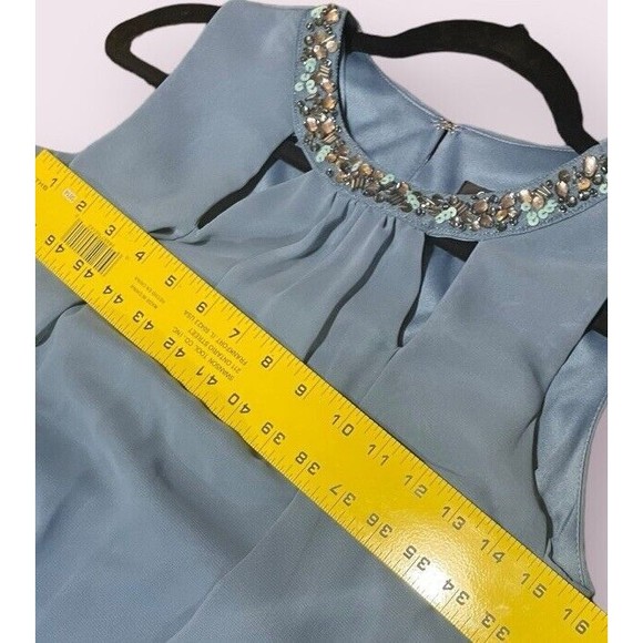 WOMENS - Blue sz‎ 4, S. L. Fashions, Shift, Chiffon Dress, SL Fashion, Beaded - Picture 7 of 8